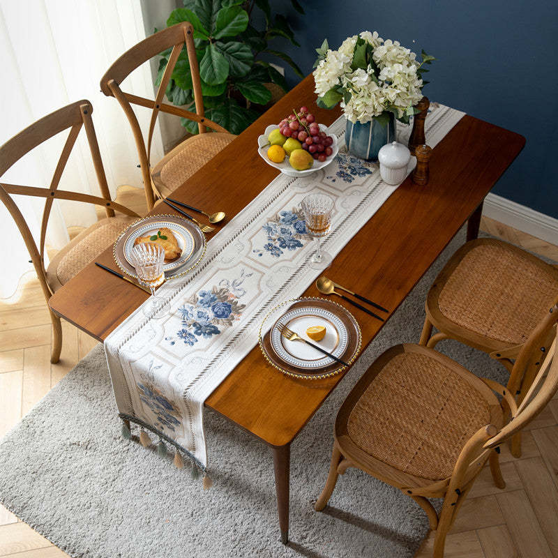 Table Runner Chenille Tassel Table Cloth