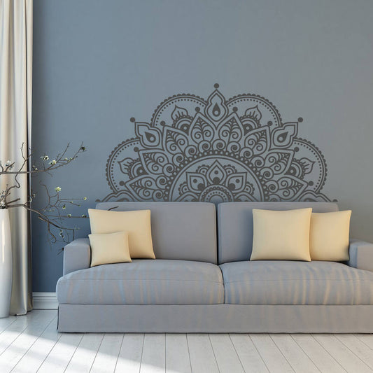 Semicircle Mandala Flower Pattern Bedside Sticker