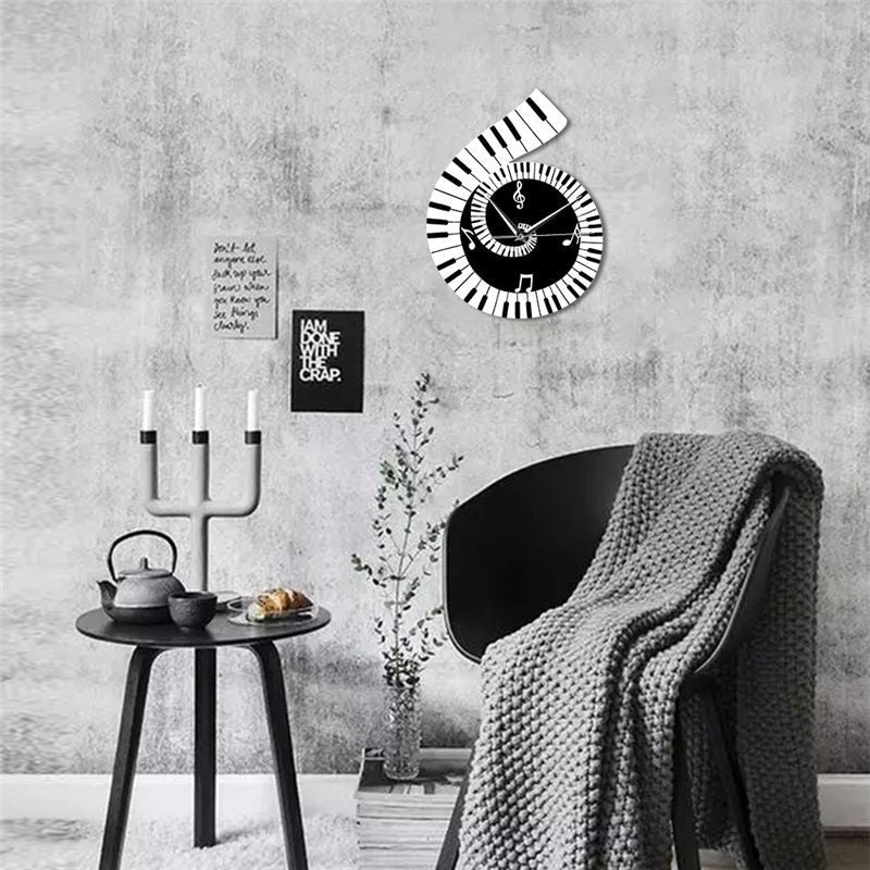 Decoration Wall Clock Treble Clef Piano