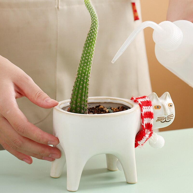 Ceramic Cat Cactus Flower Pot