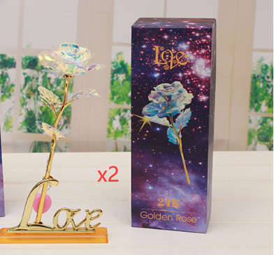 Luminous Color Gold Rose Flower Set