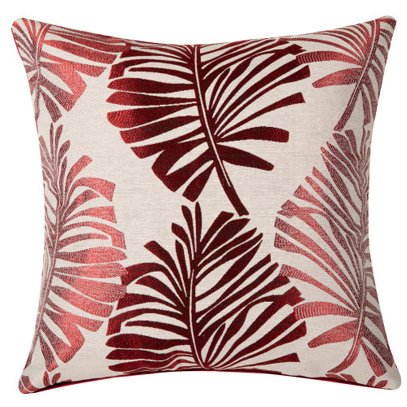 Decoration Linen Printed Leaf Cushion Cover