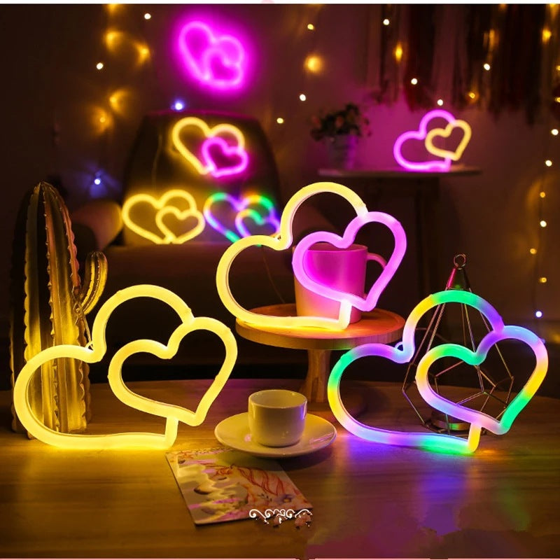 LED Neon Double Love Bedroom Decor