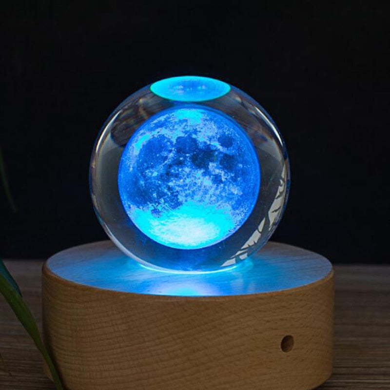 Moon Crystal Ball 3D Home Decor