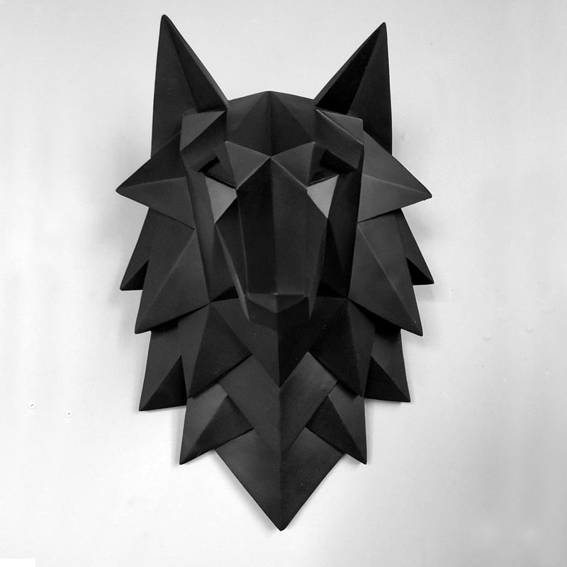 3D abstract wolf head sculpture art