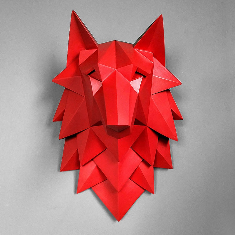 3D abstract wolf head sculpture art