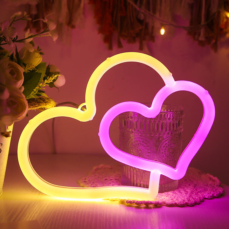 LED Neon Double Love Bedroom Decor