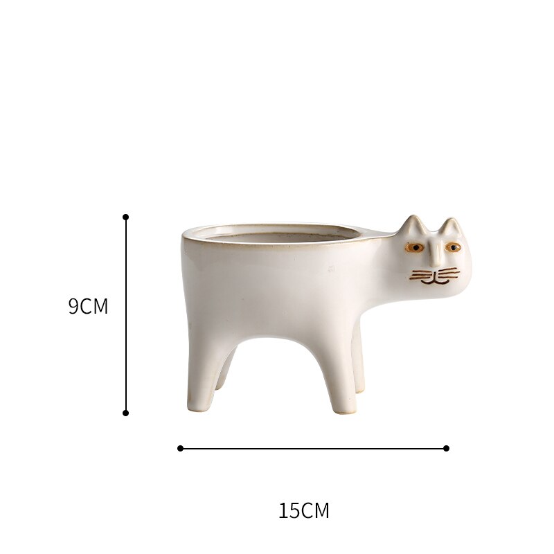 Ceramic Cat Cactus Flower Pot