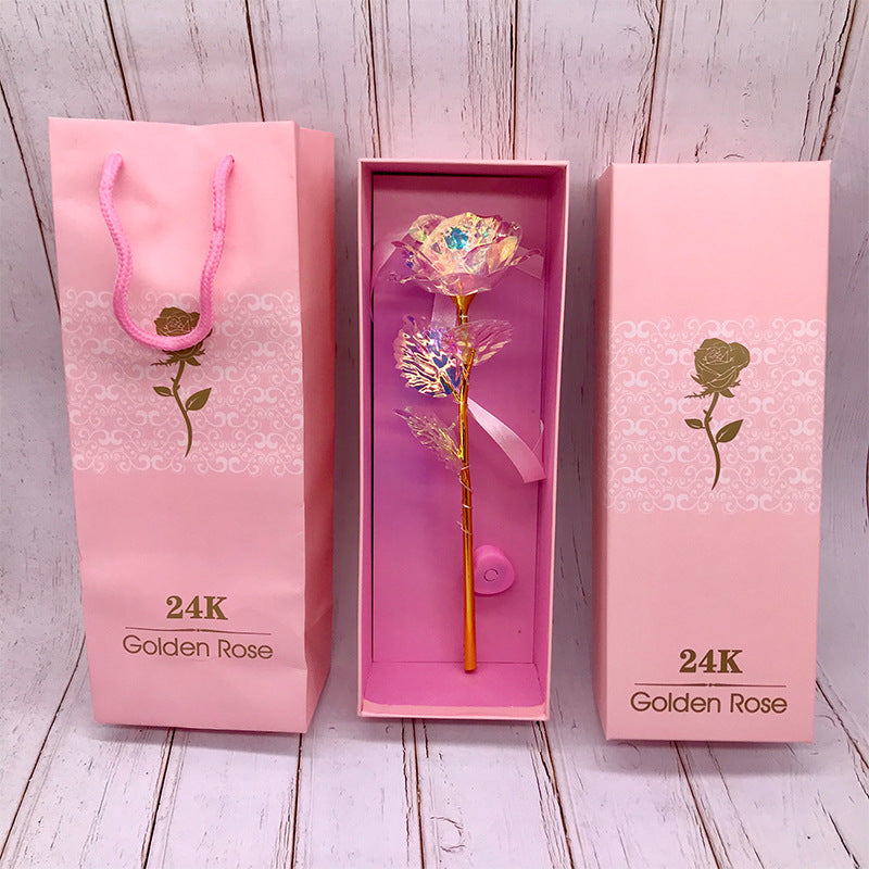 Luminous Color Gold Rose Flower Set