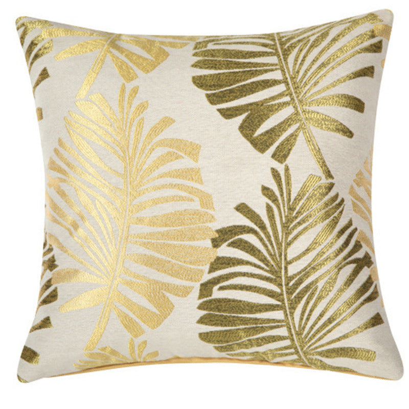 Decoration Linen Printed Leaf Cushion Cover