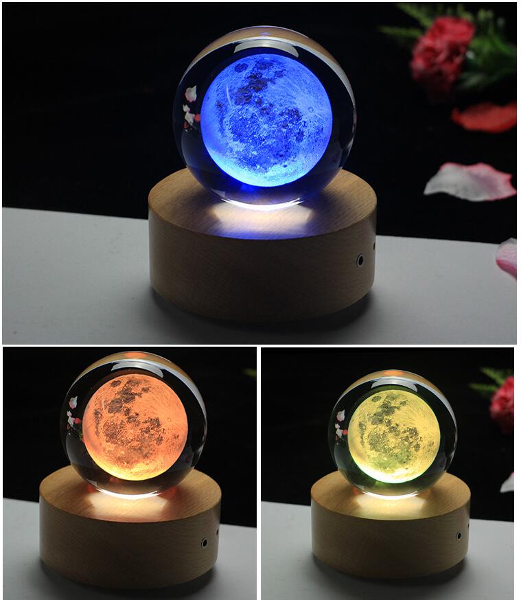 Moon Crystal Ball 3D Home Decor