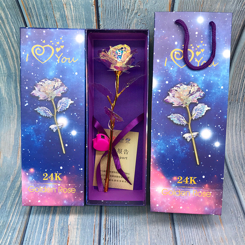 Luminous Color Gold Rose Flower Set