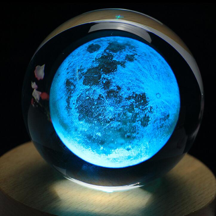 Moon Crystal Ball 3D Home Decor