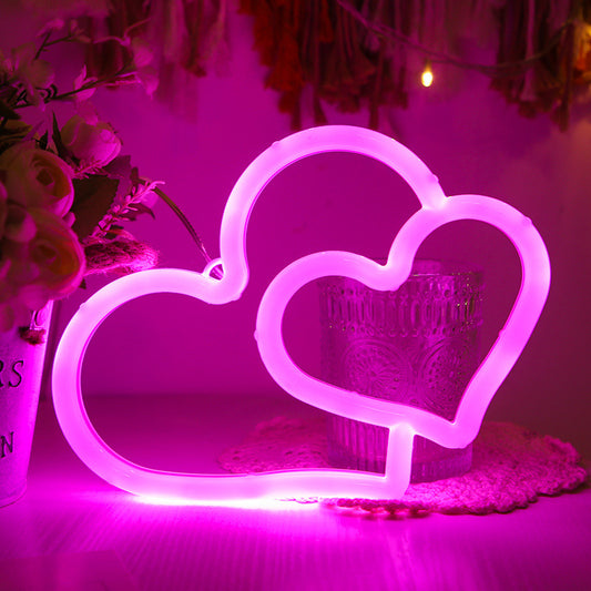 LED Neon Double Love Bedroom Decor