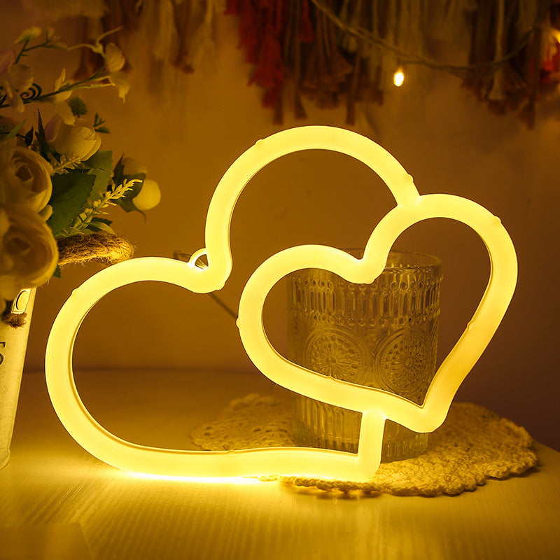 LED Neon Double Love Bedroom Decor