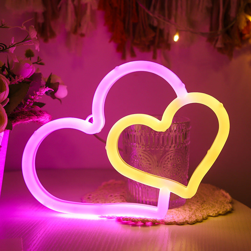 LED Neon Double Love Bedroom Decor