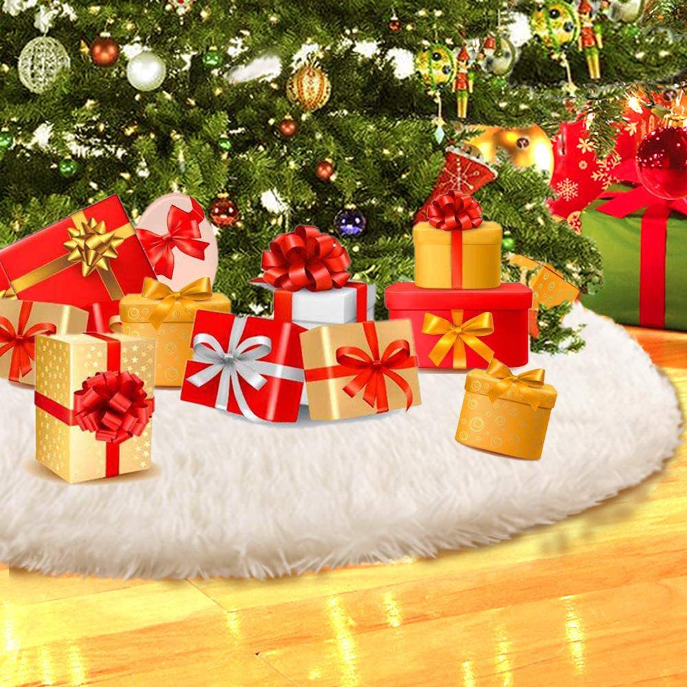 Christmas Tree Skirt Plush Faux Fur