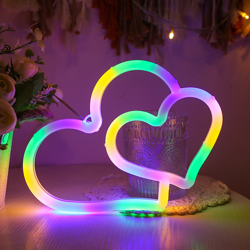 LED Neon Double Love Bedroom Decor